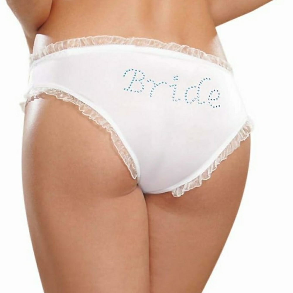 White Bridal Panties with Ruffle Trim